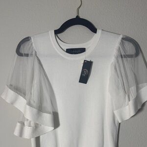 White Sheer Sleeve Blouse